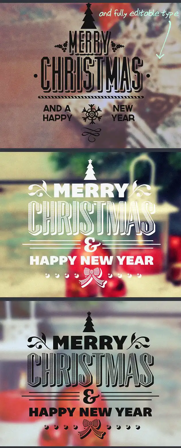 Preview Of Vintage Christmas Typography