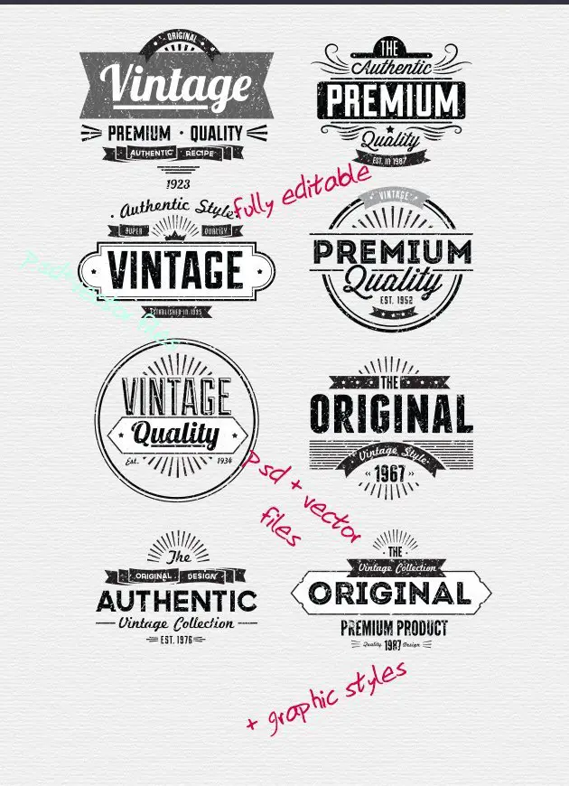 Vintage Typography Labels Preview 