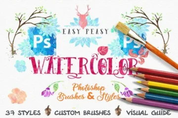 Watercolor Photoshop Brushes & Styles Bundle