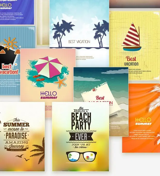 Collage of Summer Vector Illustrations