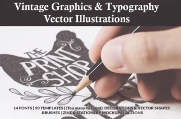 Vintage Graphics & Typography Vector Illustrations Bundle