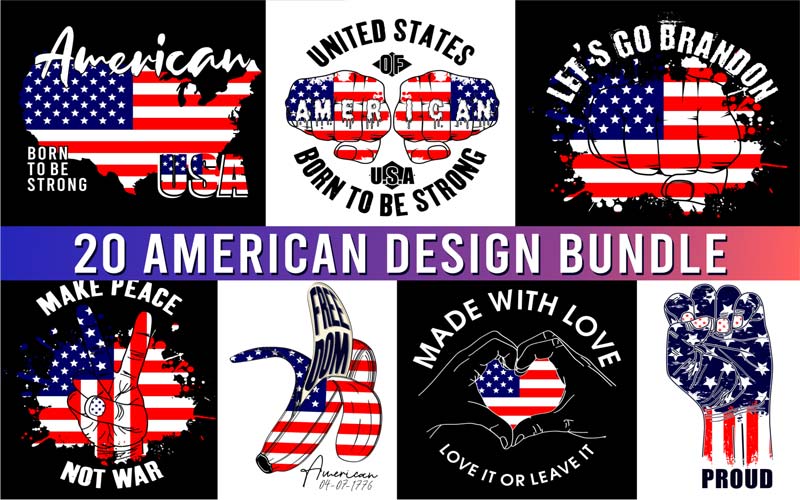 American T-shirt Design Bundle