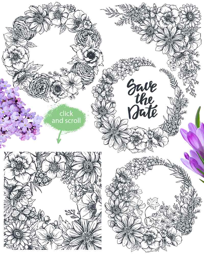 save the date flower vectors decor