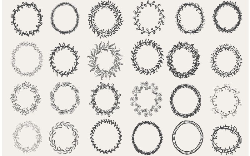 hand drawns wreaths previews - Decorative designs