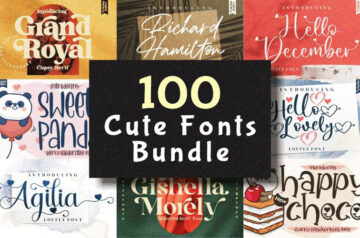 100 Cute Fonts Bundle product image