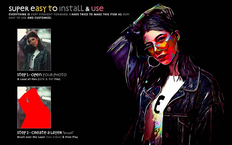 how to install and use POP Art Photoshop Action