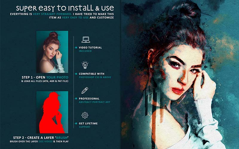 how to install and use Portrait Painting Photoshop Action