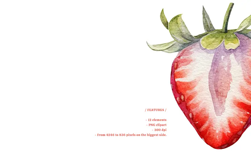 Watercolor Strawberry Clipart preview