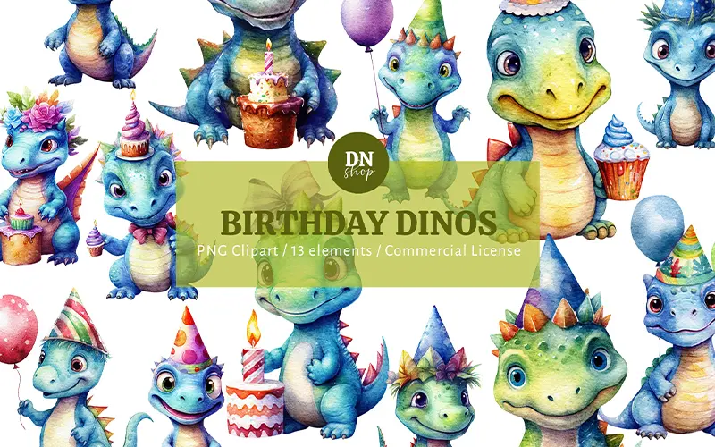 Birthday Dinos Clipart preview