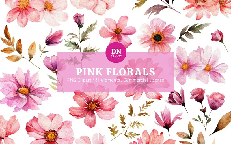 Pink Florals Clipart preview