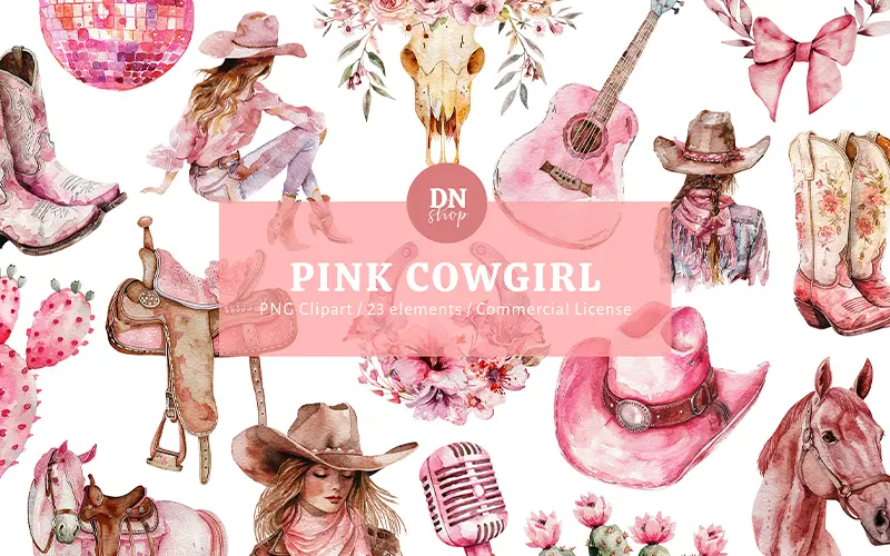 Pink Cowgirl Clipart preview