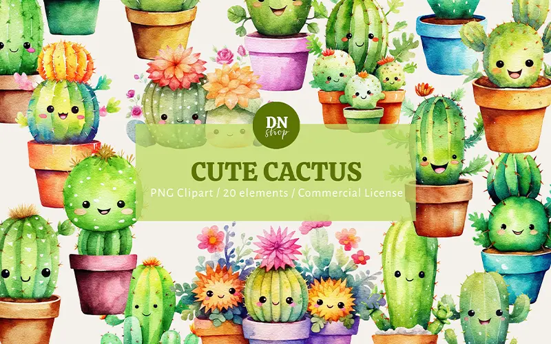 Cute Cactus Clipart preview