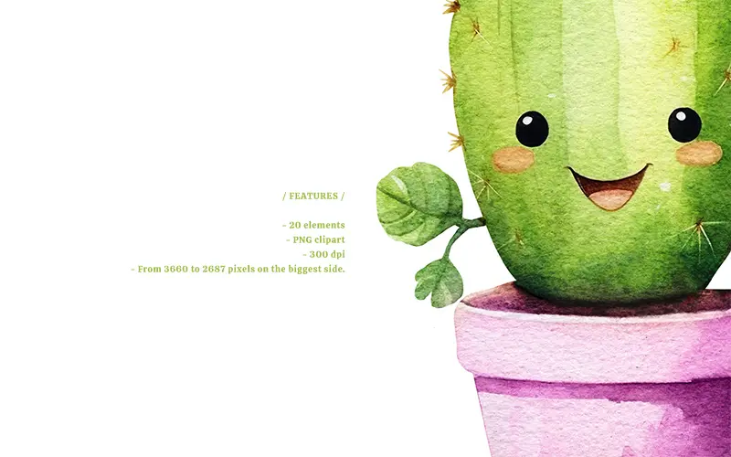 Cute Cactus Clipart features