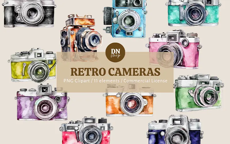 Retro Cameras Clipart preview