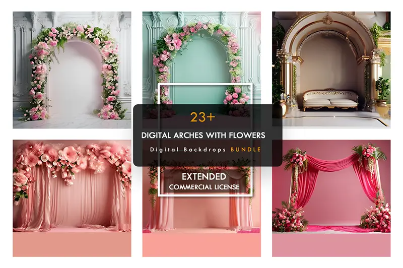 arches with flowers digital backdrops