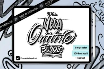 Mega outline procreate bundle feature image