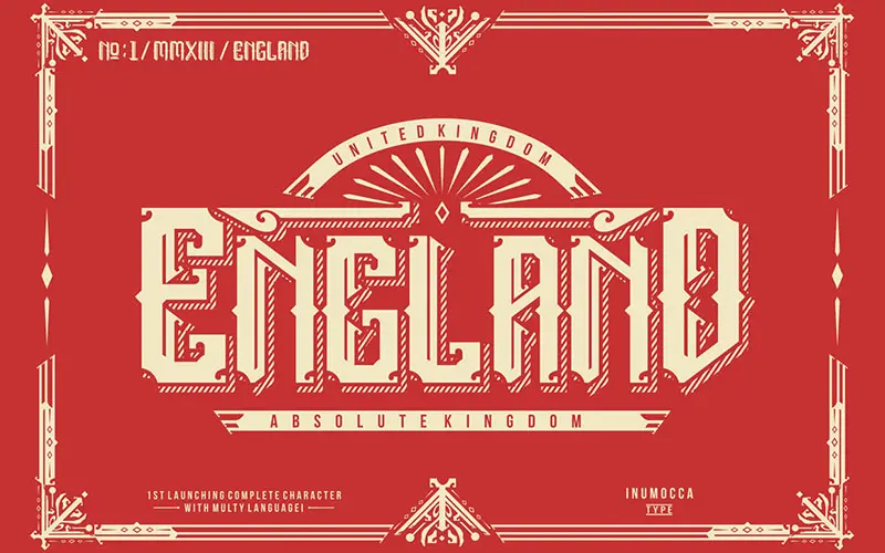 A preview image of the England Font included in the cool retro fonts bundle