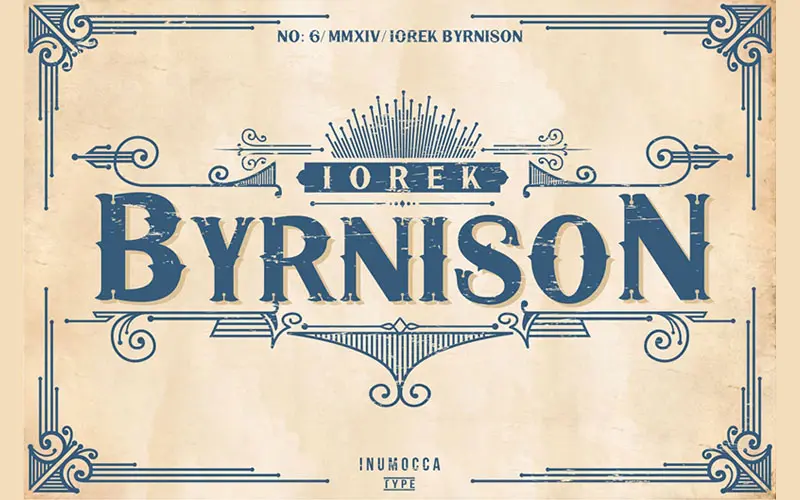 A preview image of the Iorek Byrnison Font included in the cool retro fonts bundle