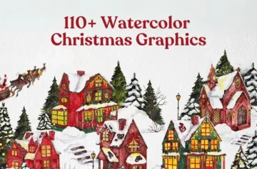 110 + Watercolor Christmas Graphics