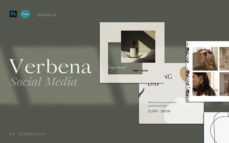 Verbena Instagram Templates For Canva & PS