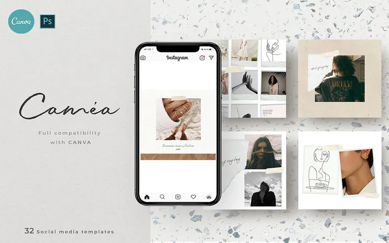 Camea Instagram Templates For Canva & PS