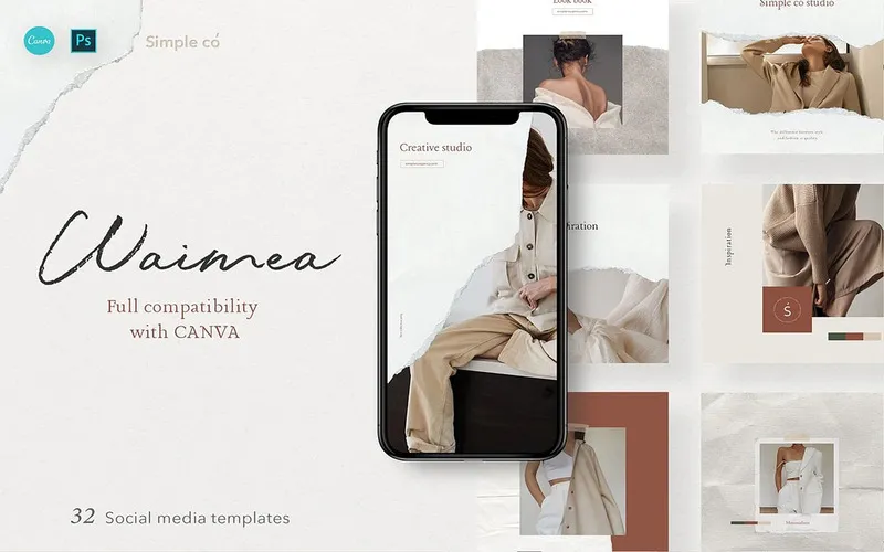 Waimea Instagram Templates - Canva, PS Preview