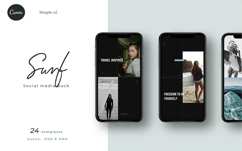 Surf Instagram Templates - Canva Preview