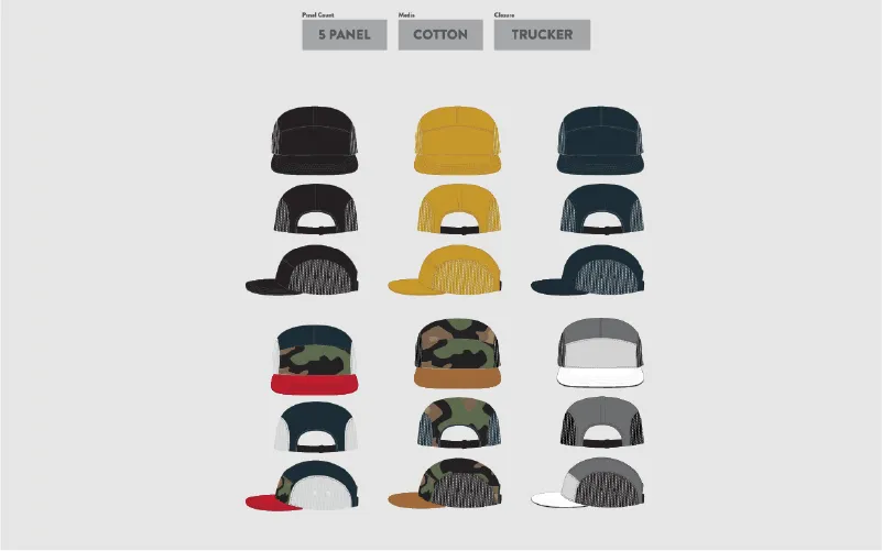 Preview of 5 panel hat design templates