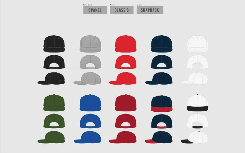 Preview of 6 panel hat design templates