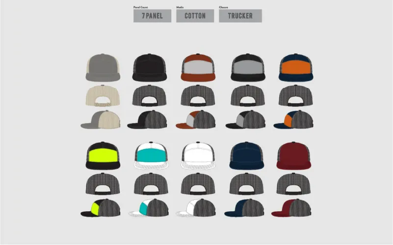 Preview of 7 panel hat design templates