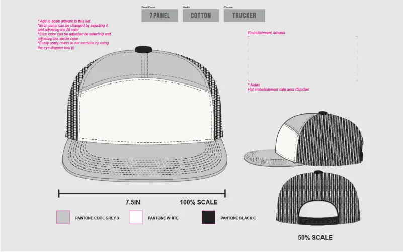 Features of hat design templates