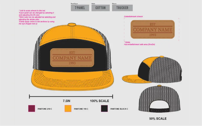 Hat design templates features