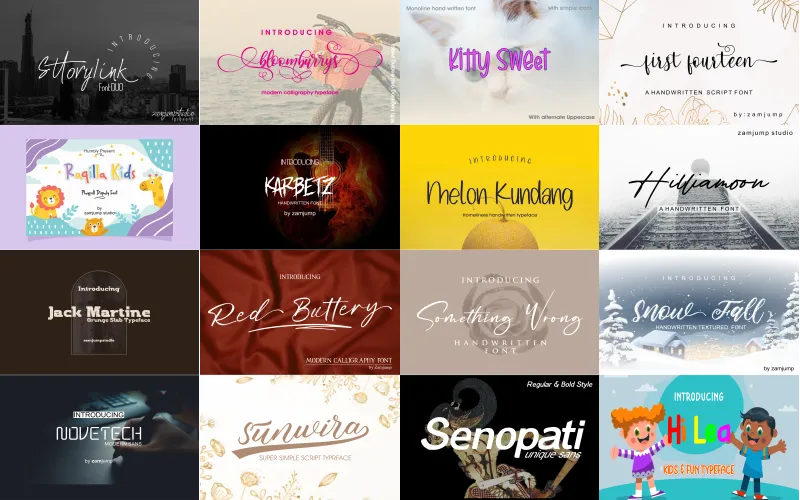 Collage Of Super Fonts Included In the Bundle